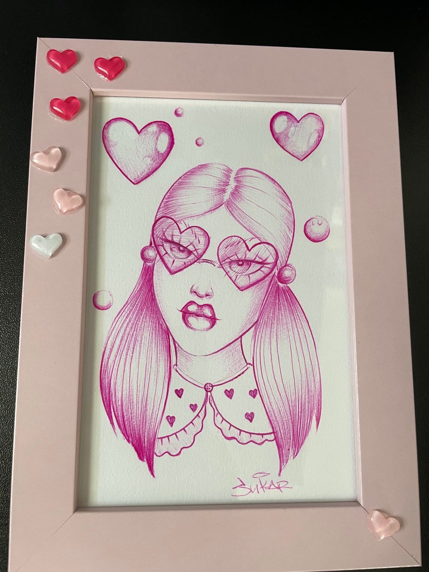 Heart Eyes original pen drawing