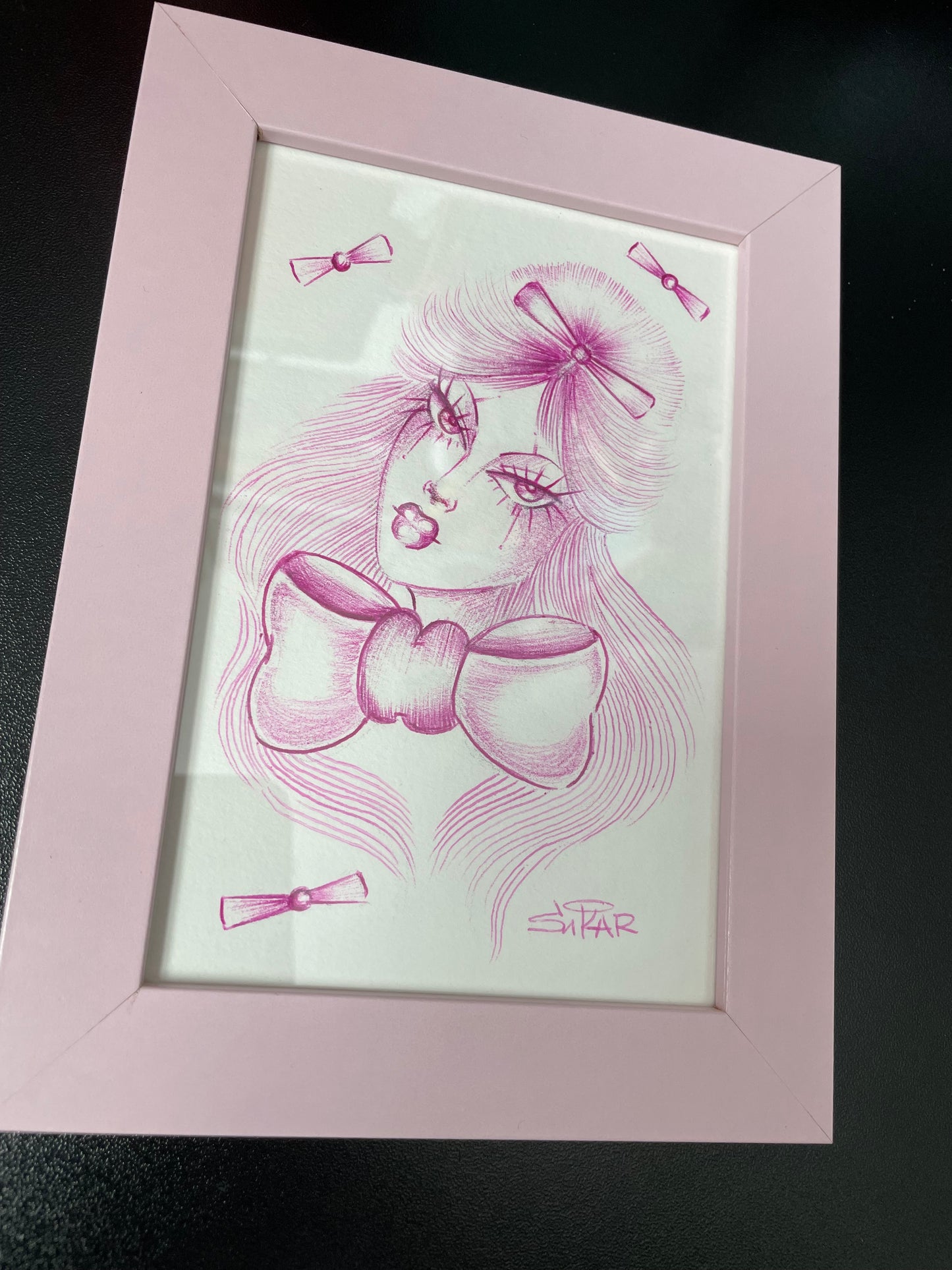 Pink Bows original drawing