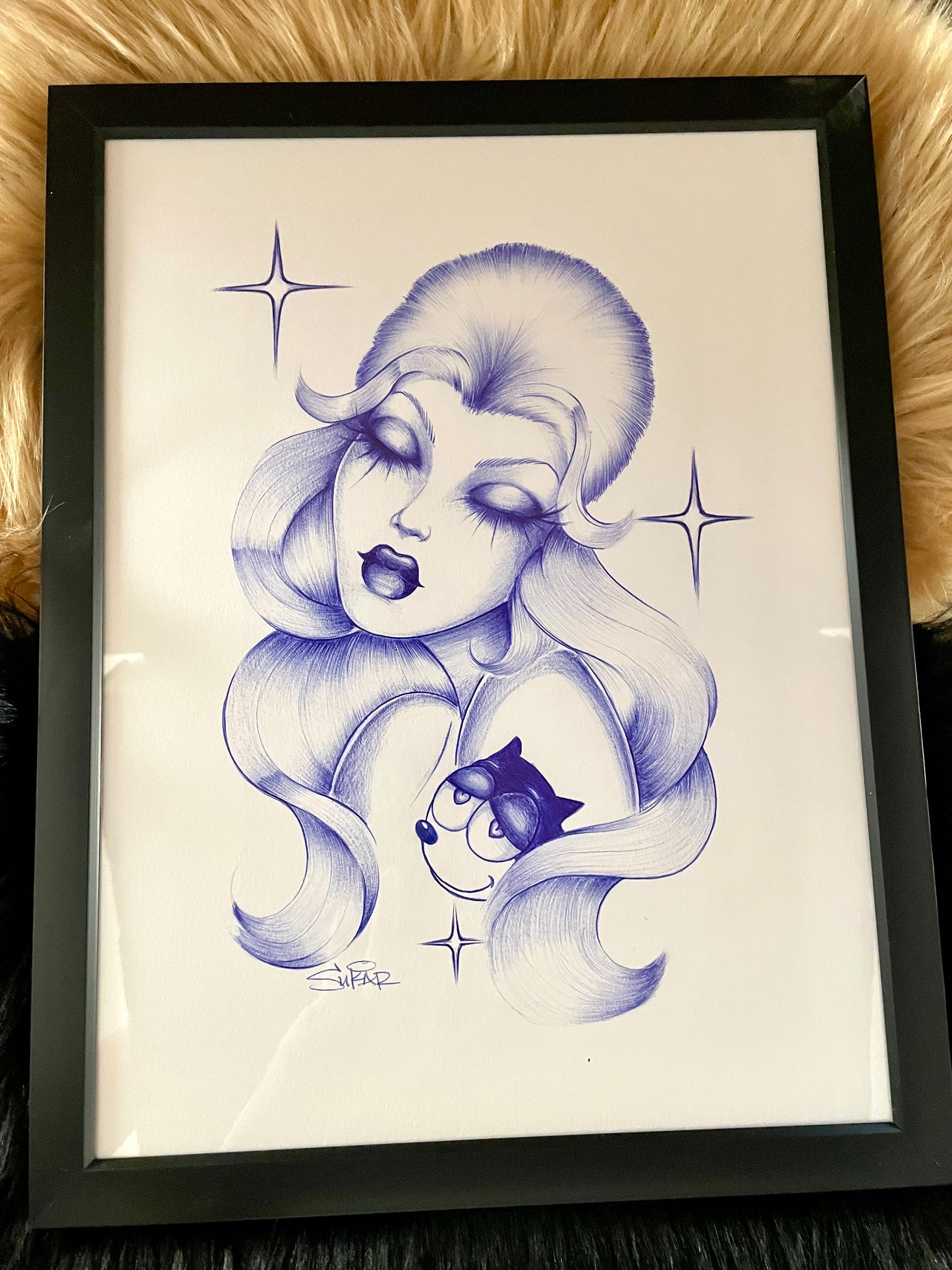 Hey Kitty Kitty original pen drawing