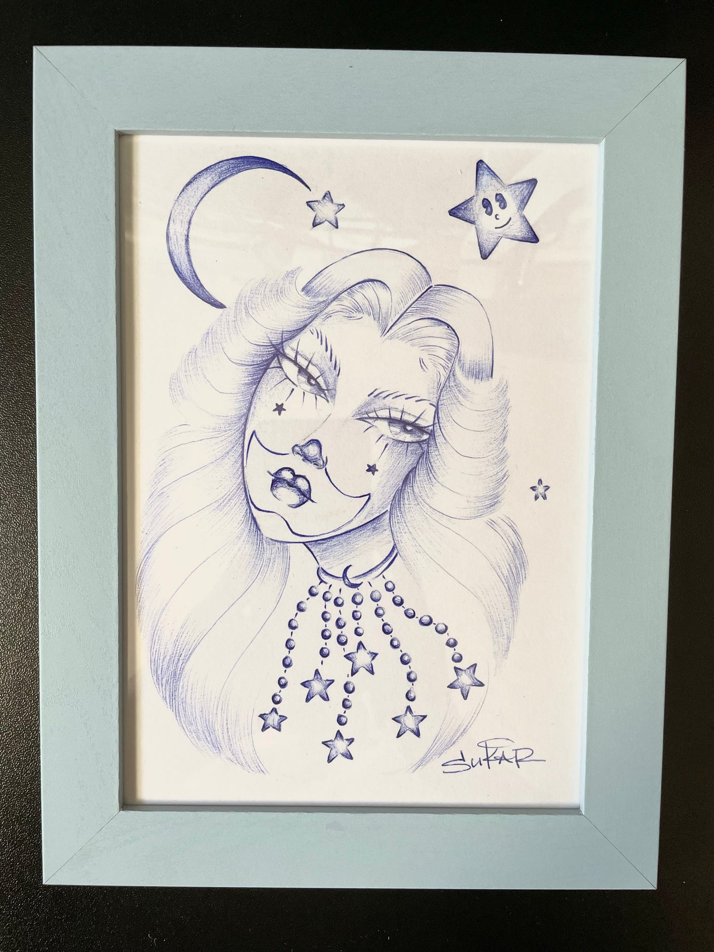 You’re the Moon and Stars original pen drawing