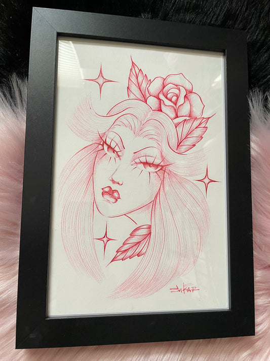 Red Rose Beauty original drawing