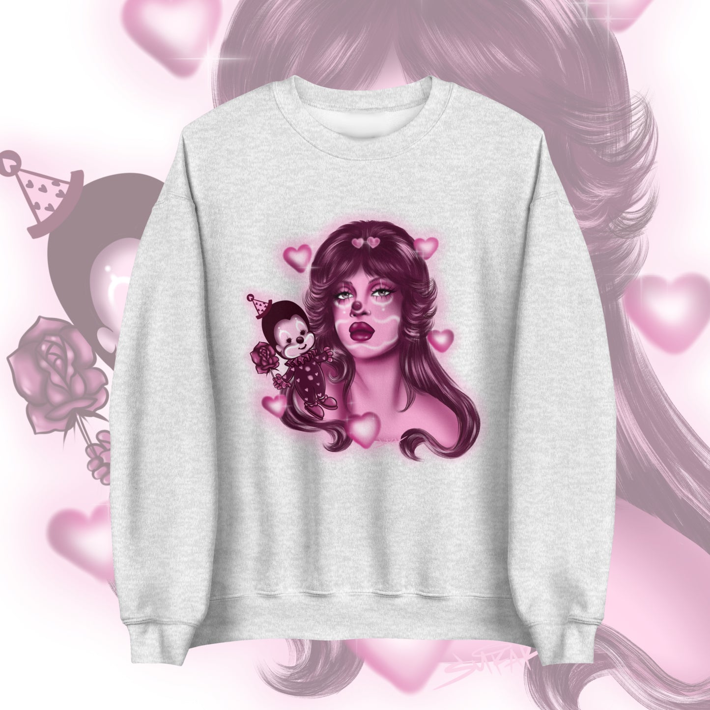 Clowns in Love #2 crewneck sweater