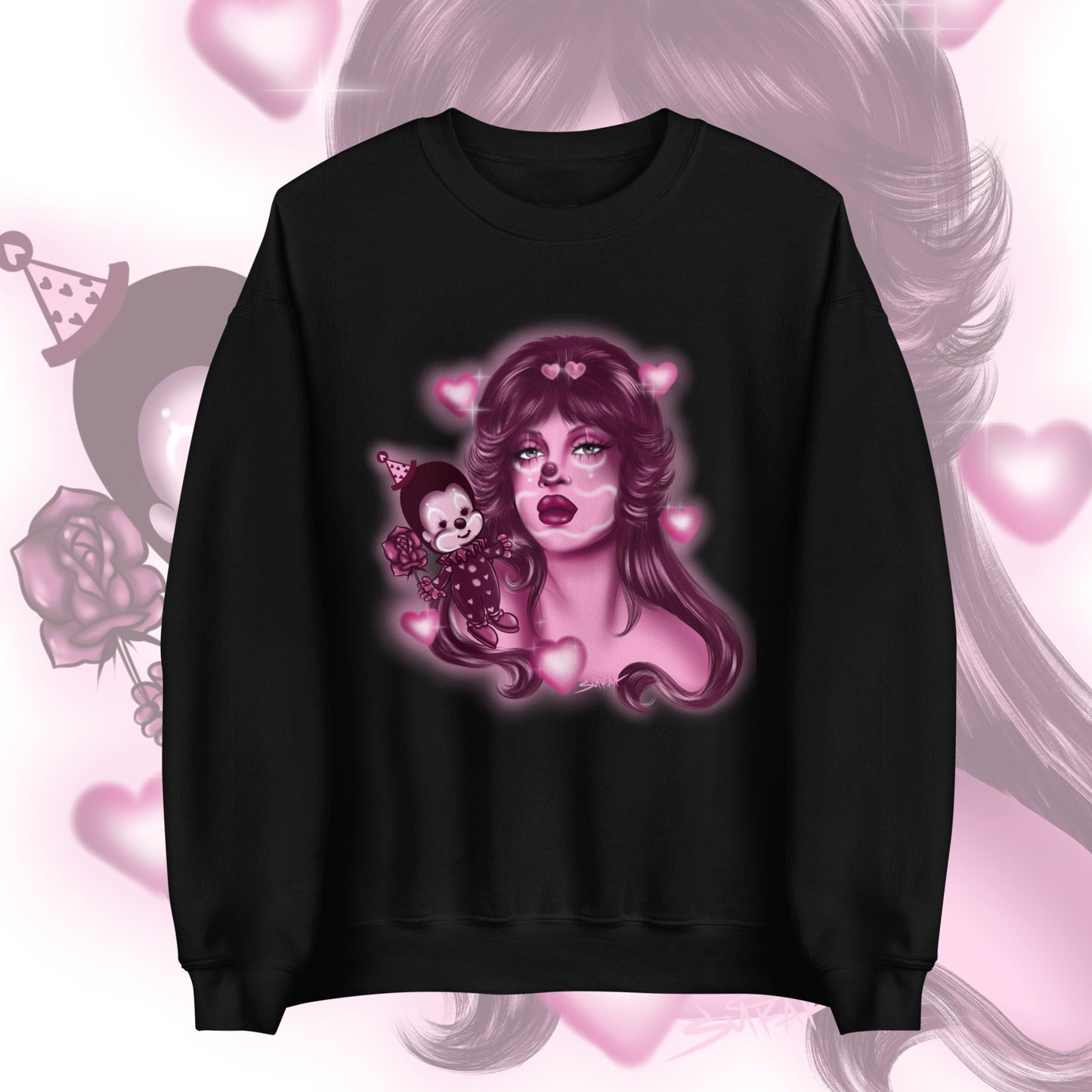 Clowns in Love #2 crewneck sweater