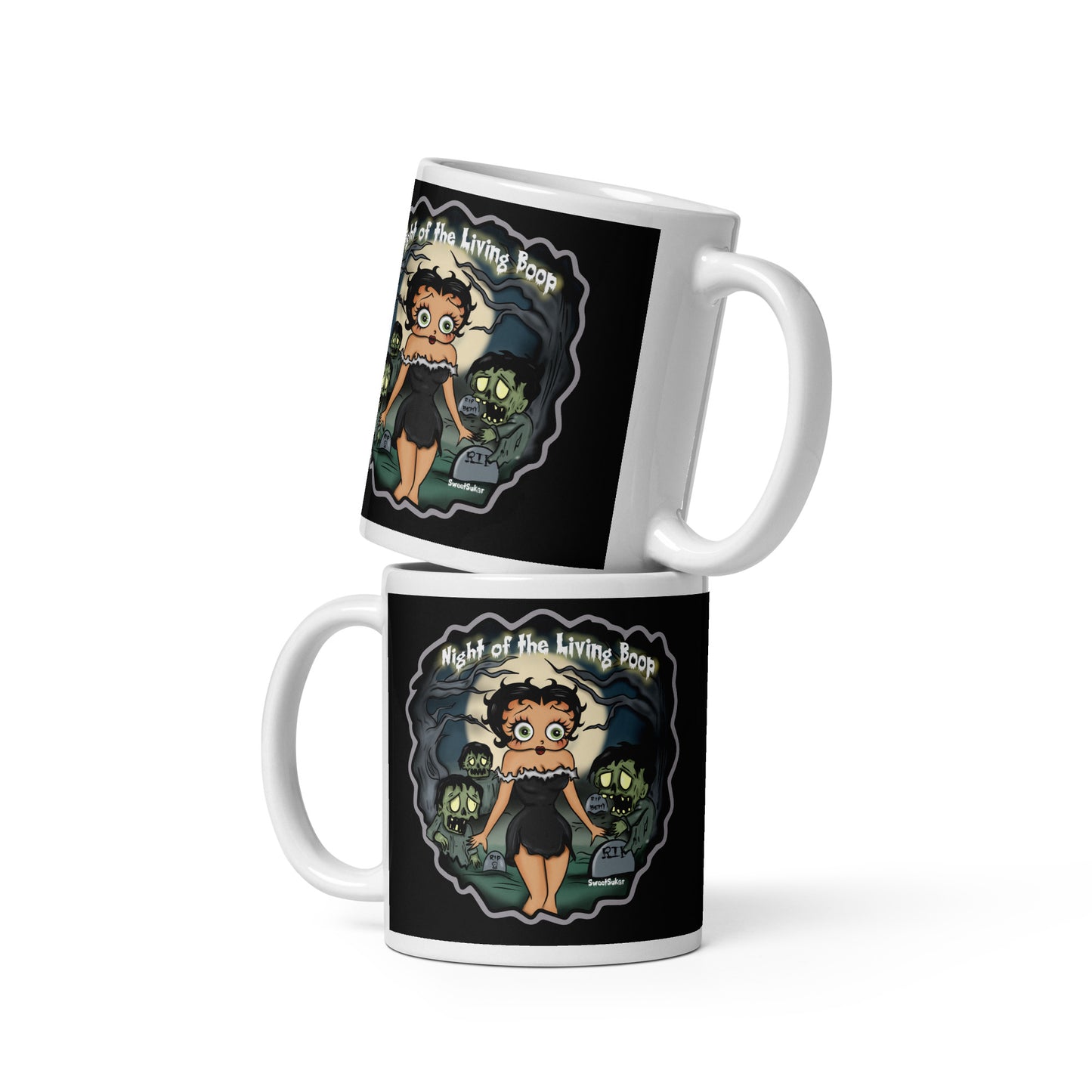 Night of the Boop White glossy mug