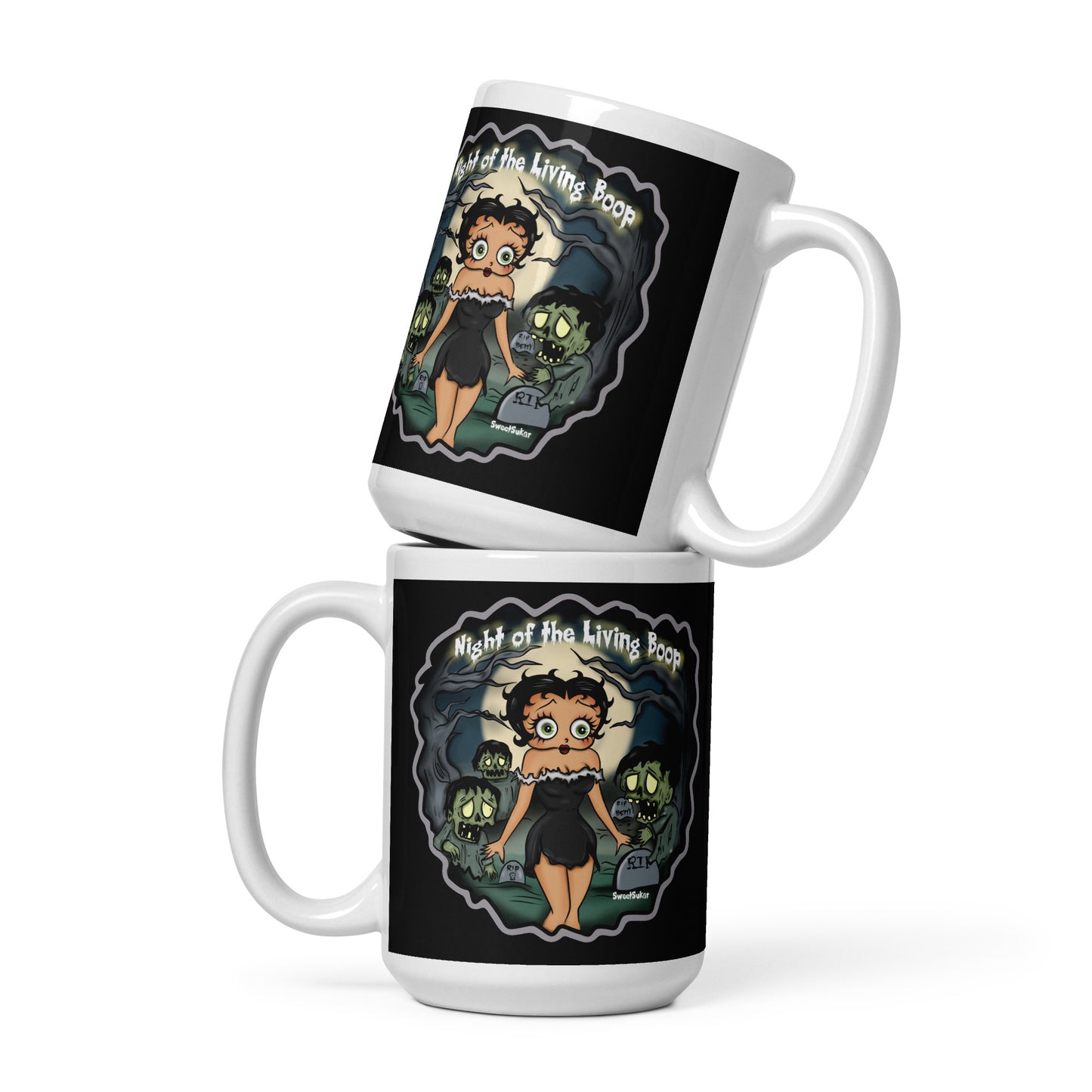 Night of the Boop White glossy mug