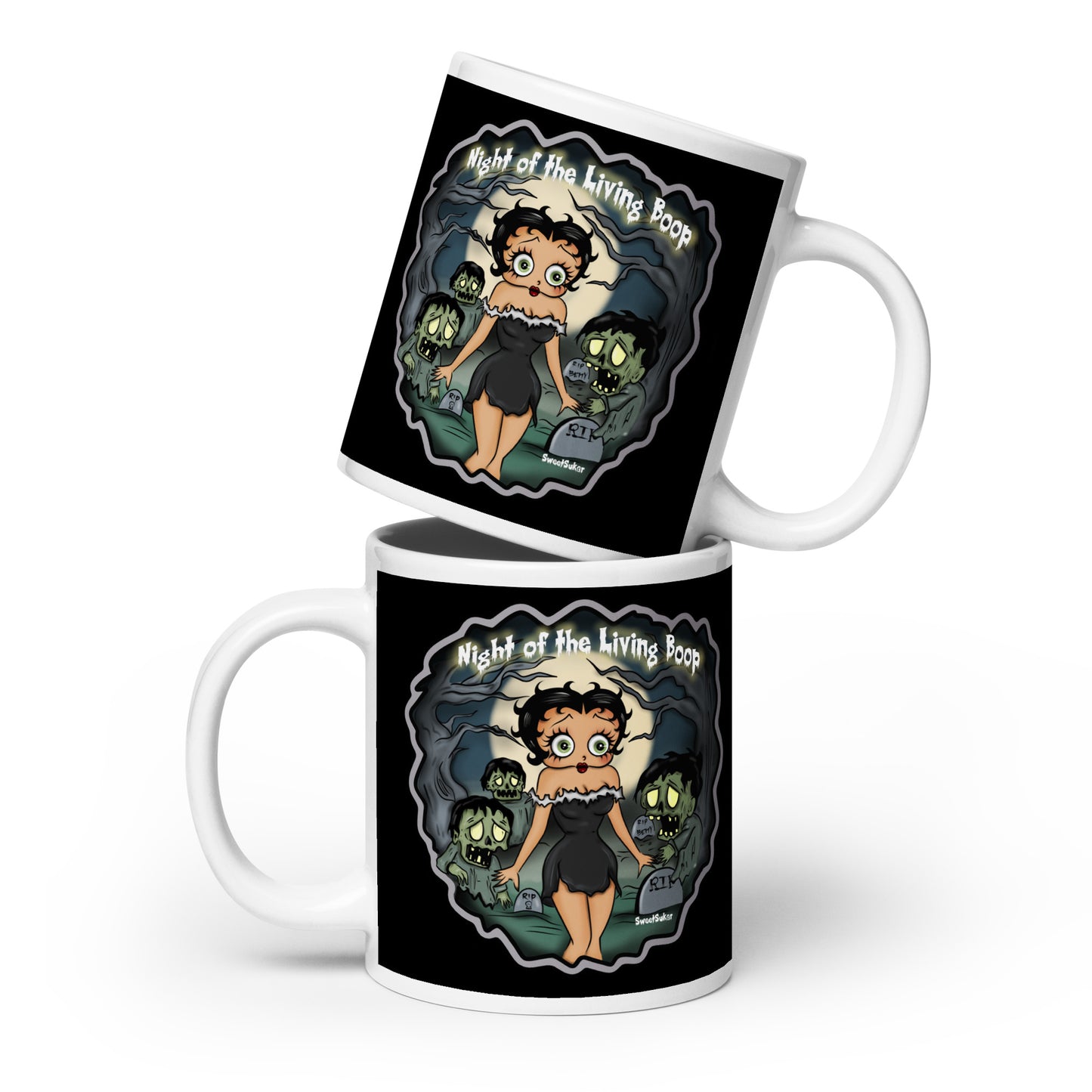 Night of the Boop White glossy mug