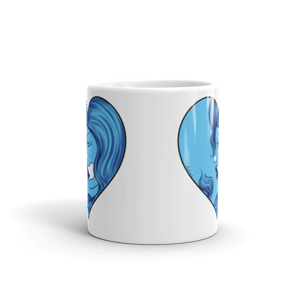 Blue Love White glossy mug