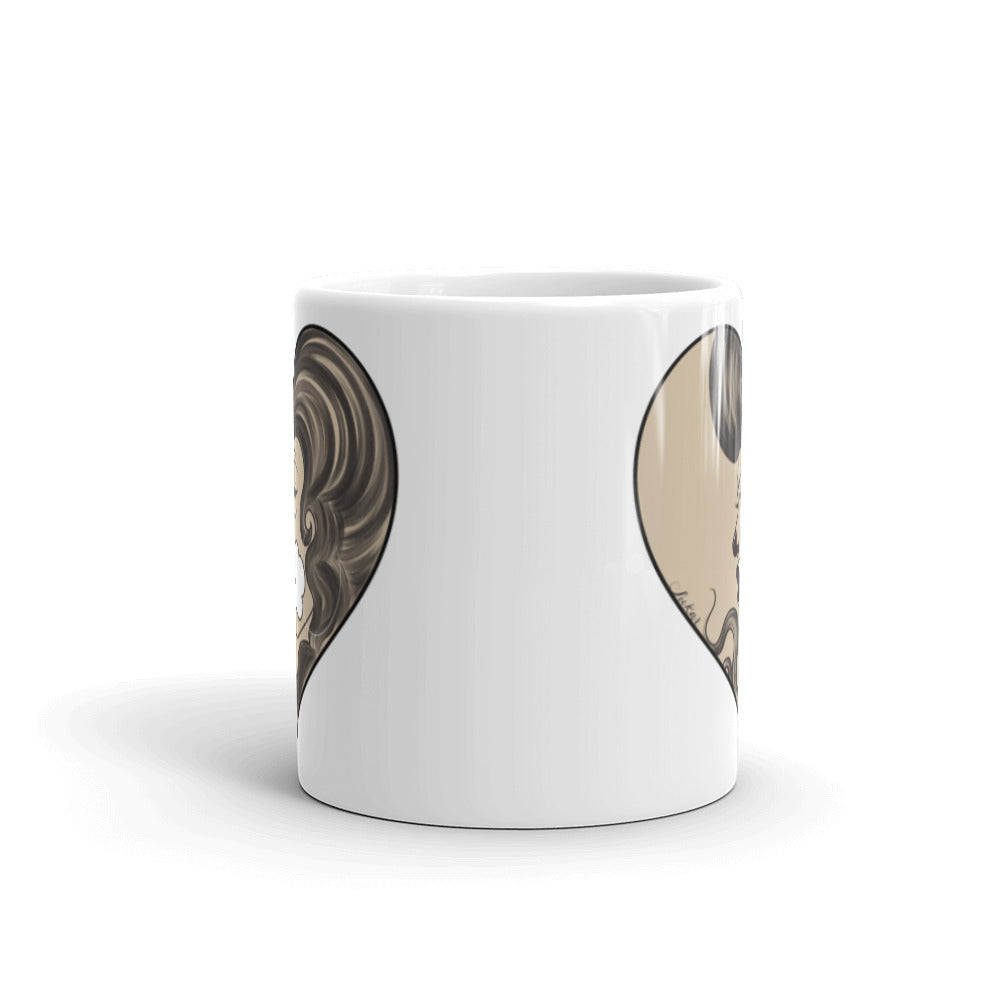 Brown Love White glossy mug