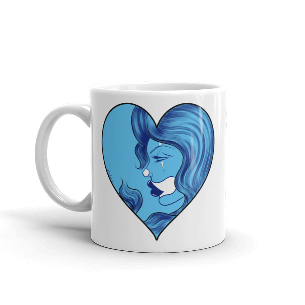 Blue Love White glossy mug