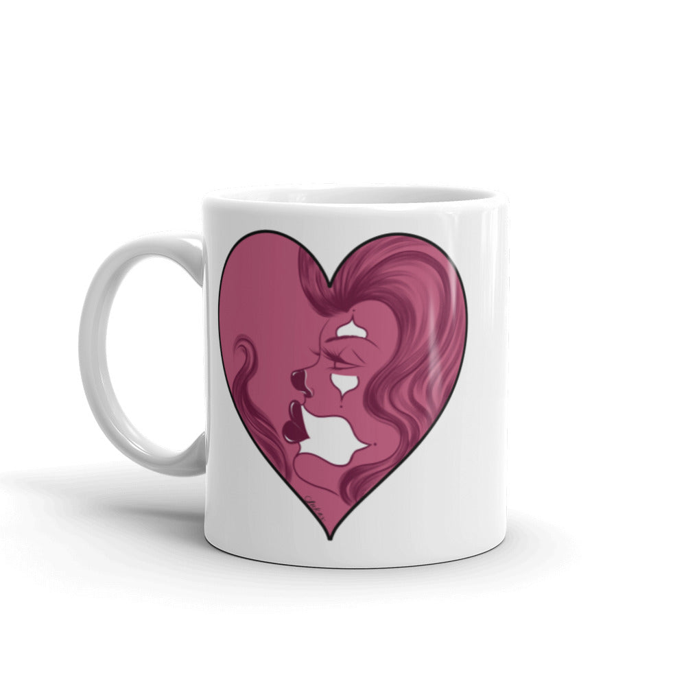 Pink Love White glossy mug