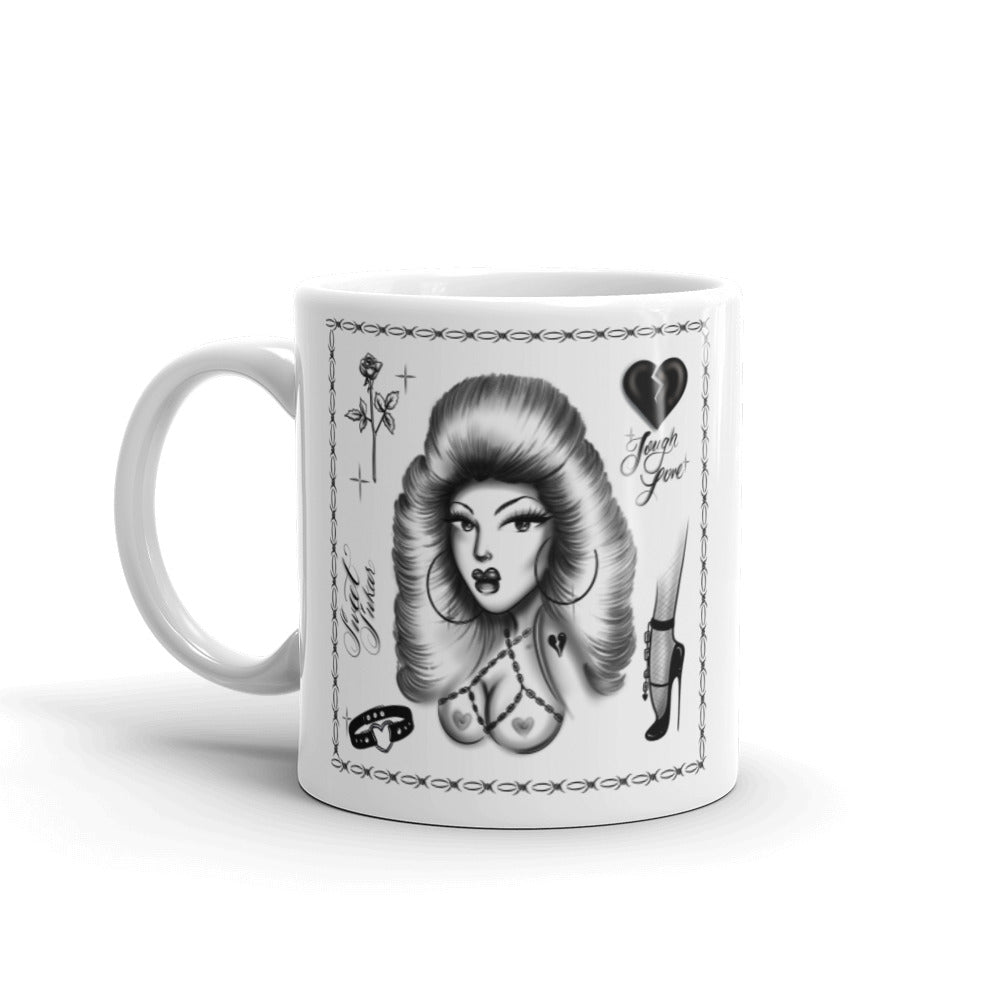 Tough Love White glossy mug