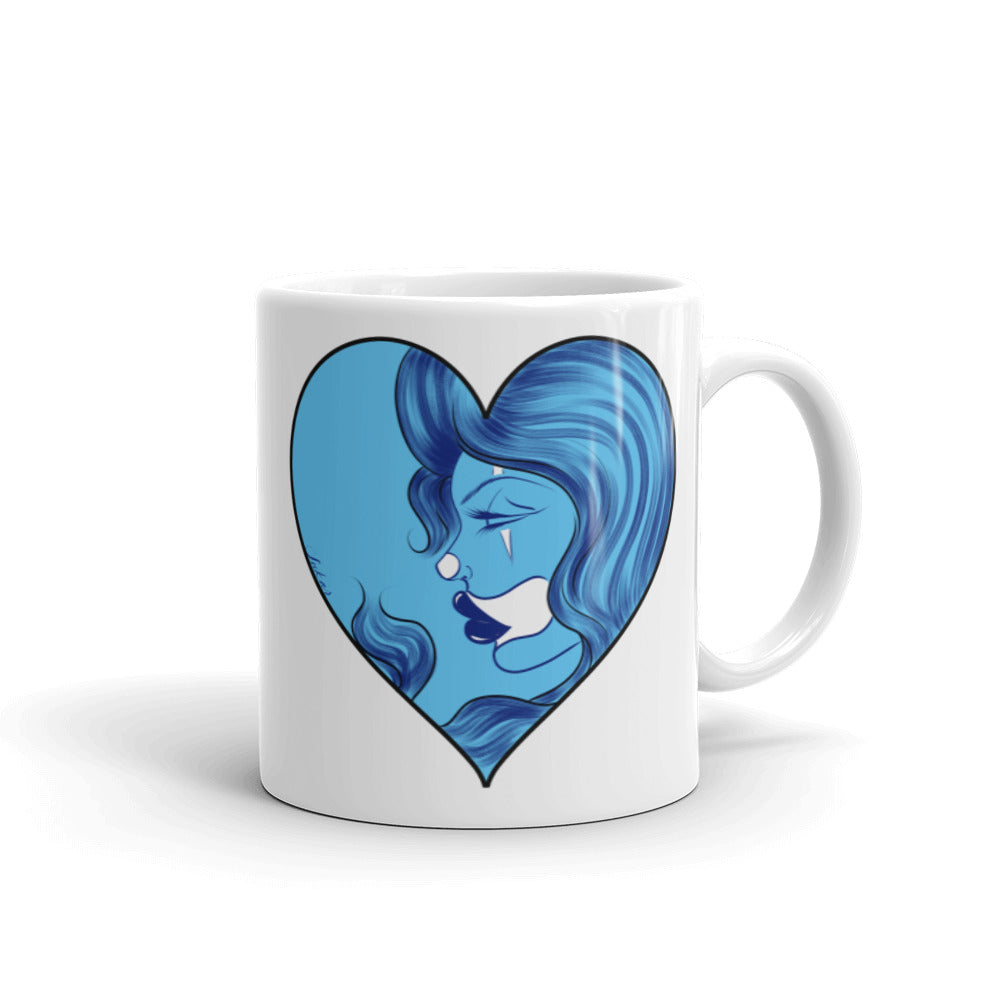 Blue Love White glossy mug