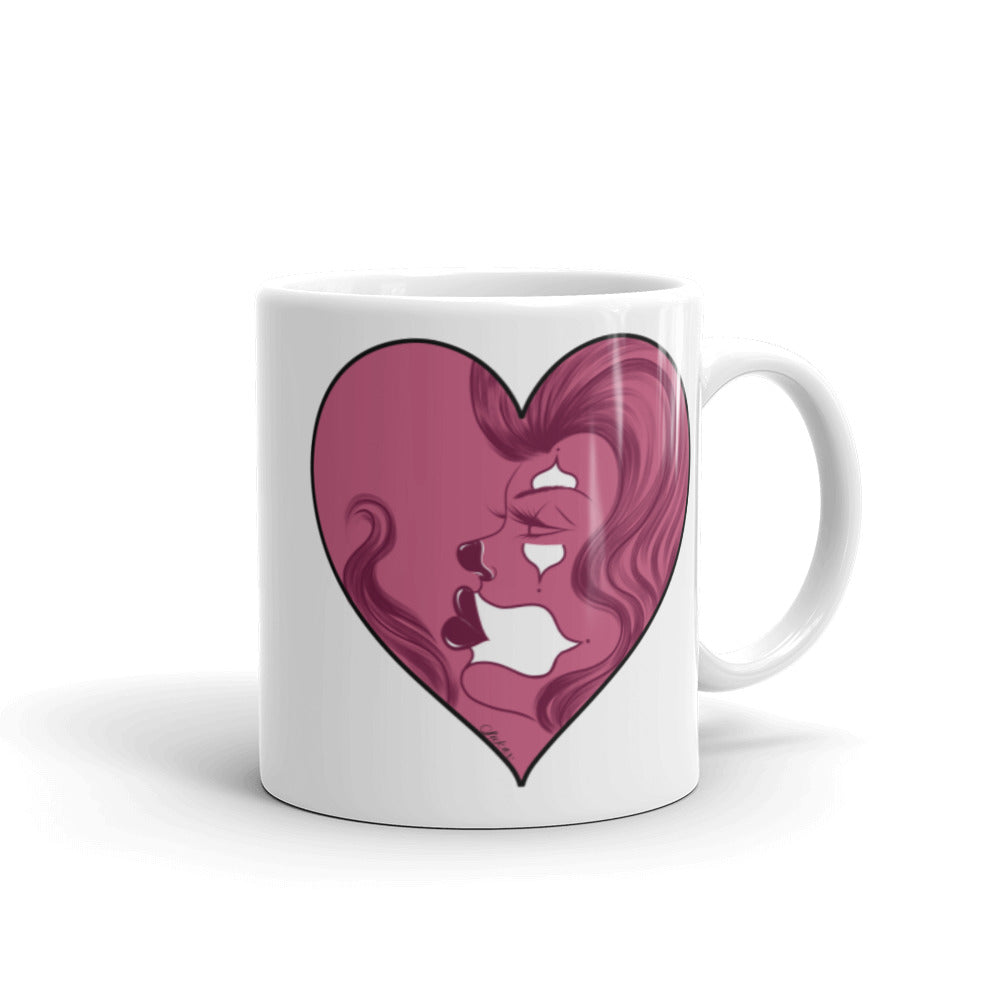 Pink Love White glossy mug