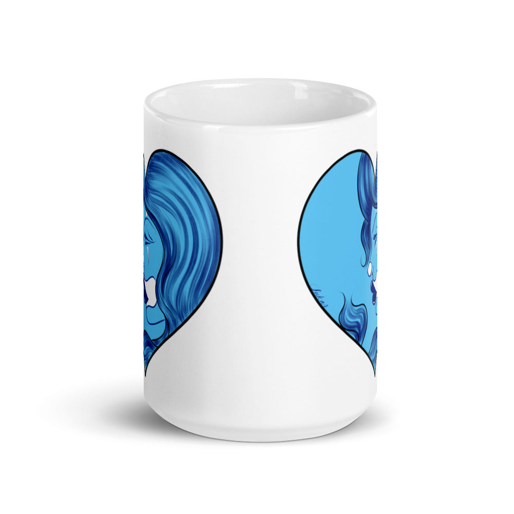 Blue Love White glossy mug