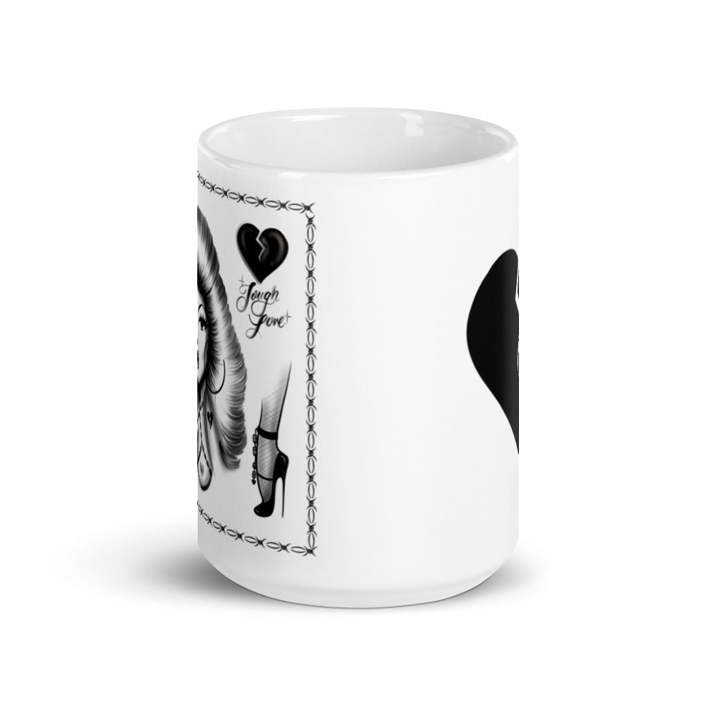 Tough Love White glossy mug