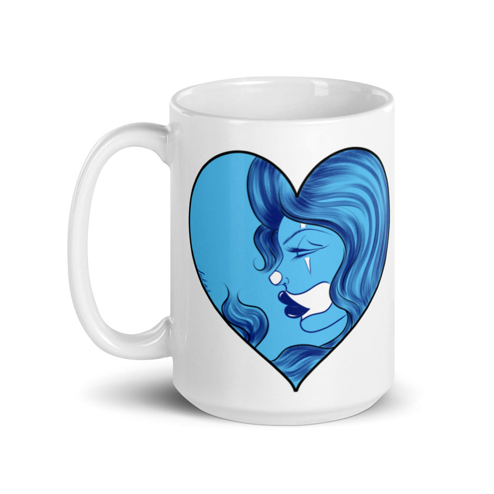 Blue Love White glossy mug