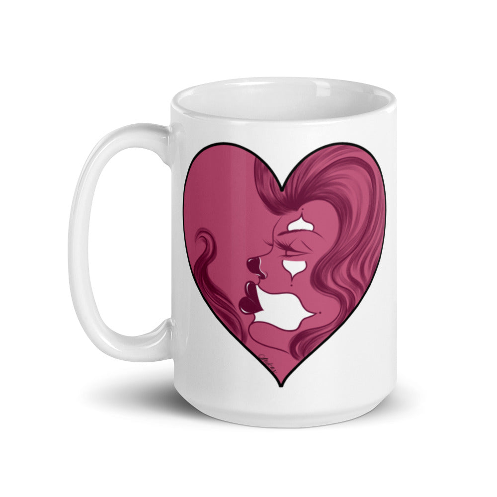 Pink Love White glossy mug