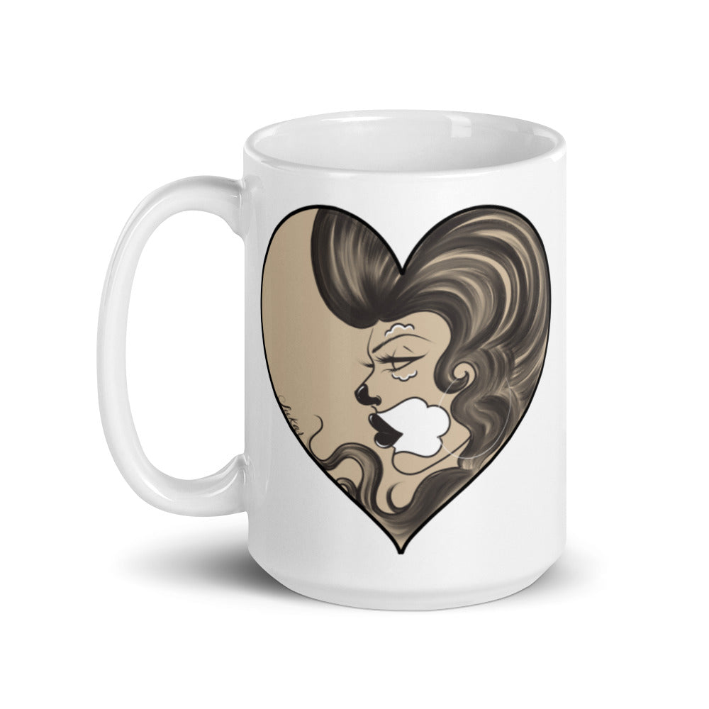 Brown Love White glossy mug