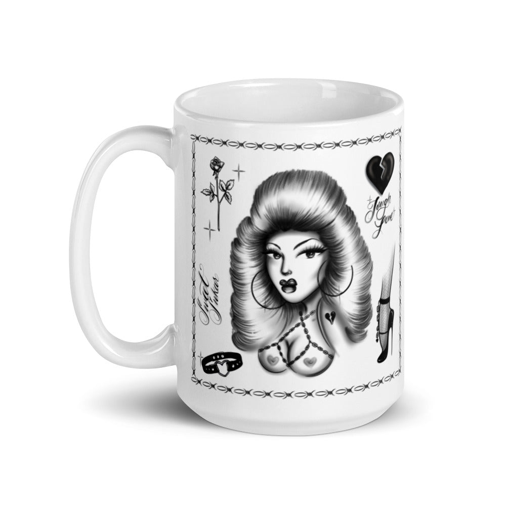 Tough Love White glossy mug