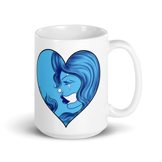 Blue Love White glossy mug