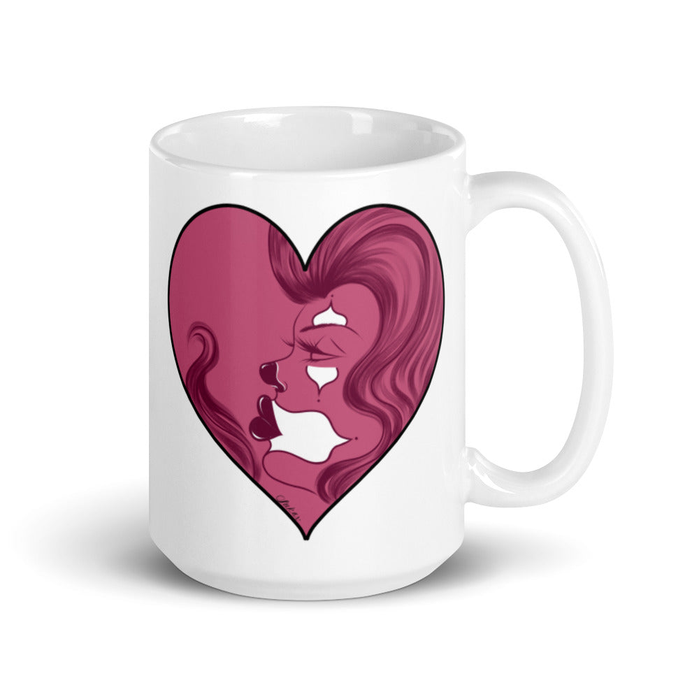 Pink Love White glossy mug