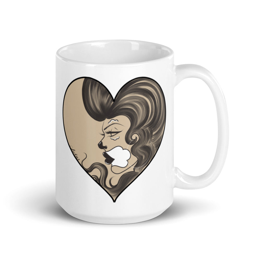 Brown Love White glossy mug